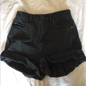 High Rise Black Denim Shorts